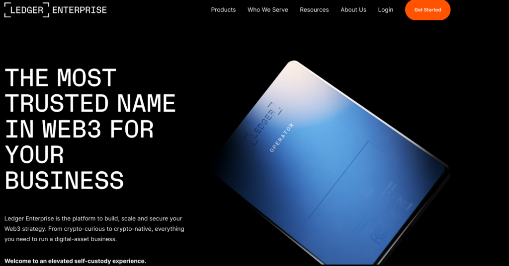 Screenshot of Ledger Enterprise Homepage