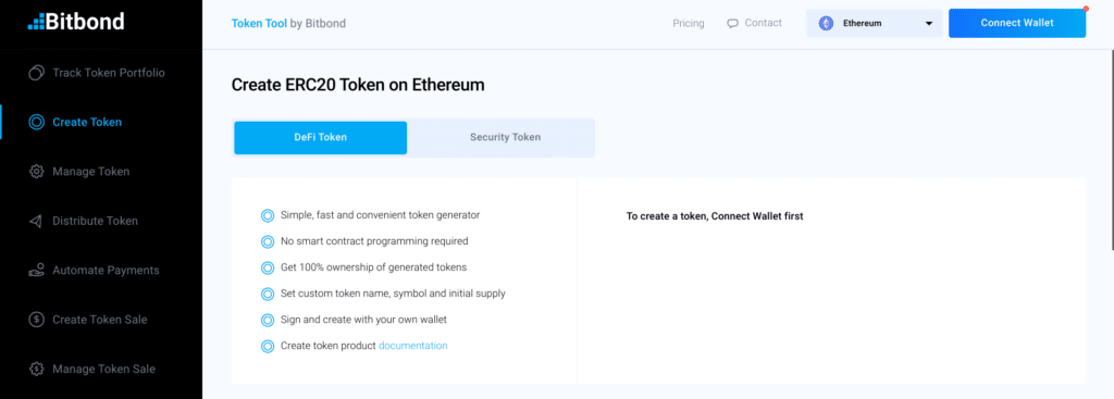 Screenshot of Token Tool, a web3 token generator making it easy to create tokens on Ethereum and EVM networks.