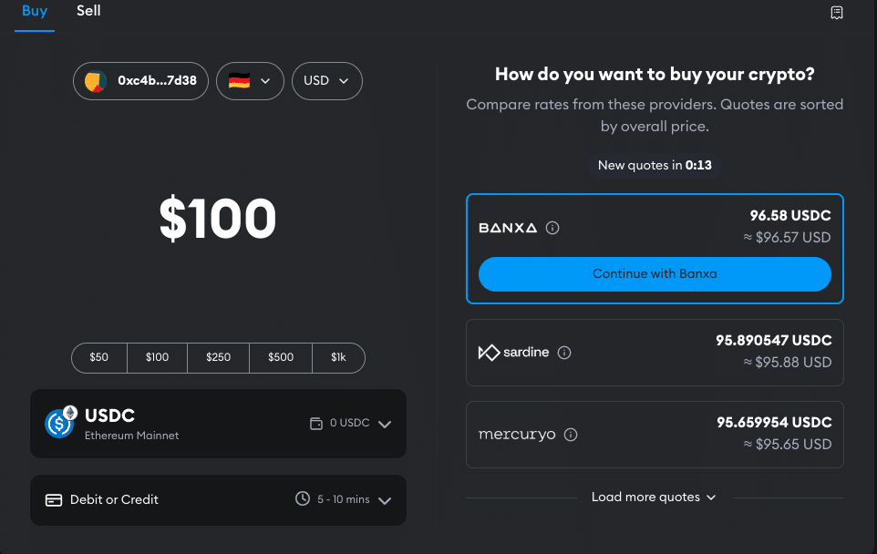 Screenshot of MetaMask Dashboard showing how to complete buying crypto purchase